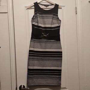 George black  and white striped form fitting dress small woman's dress.